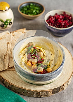 Homemade humus on a table