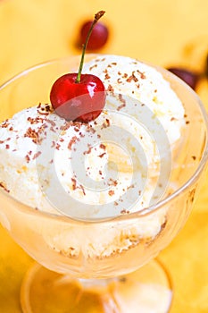 Homemade ice cream with cherry