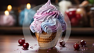 Homemade ice cream, sweet indulgence, celebration of summer generated by AI