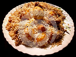 Homemade indian chicken biryani eid mubarak photo
