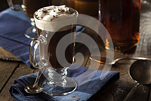 Homemade Irish Coffee with Whiskey