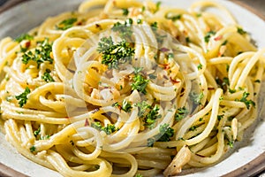 Homemade Italian Spaghetti Algio e Olio