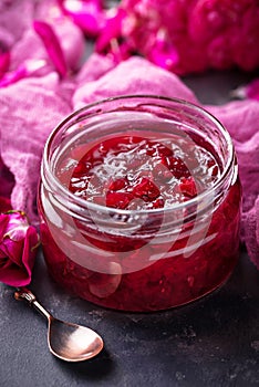 Homemade jam of rose petals