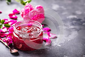 Homemade jam of rose petals