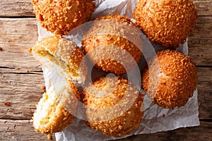 Homemade Japanese bread stuffed with curry kare pan macro on pap