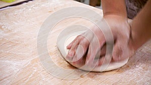 Homemade japanese pizza prepare before bake in oven by thresh flour in kitchen