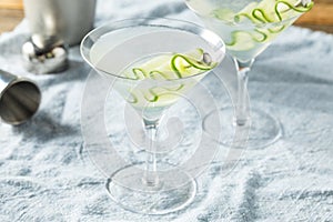 Homemade Japanese Sake Cucumber Martini Cocktail