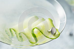 Homemade Japanese Sake Cucumber Martini Cocktail