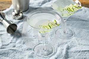 Homemade Japanese Sake Cucumber Martini Cocktail