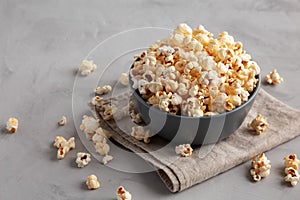 Homemade Kettle Corn Popcorn with Salt in a Bowl, side view