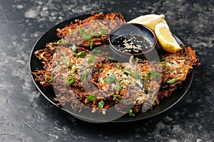 Homemade Korean Pajeon Pancakes with Dipping Sauce