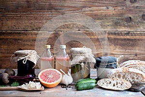 Homemade lacto fermented products photo