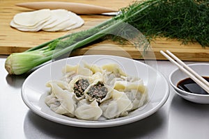 homemade lamb and fennel dumplings ( Jiaozi ), Chinese Beijing food