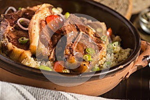 Homemade Lamb Loin Chops with Couscous and Soybean