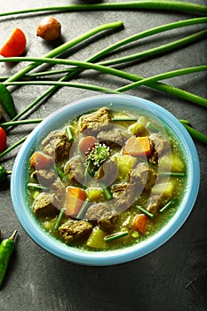 Homemade lamb stew with vegetables.