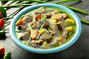 Homemade lamb stew with vegetables.