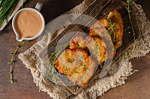 Homemade latkes with herbs