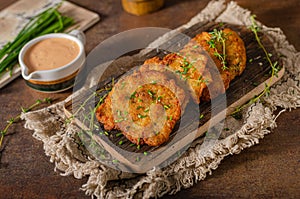 Homemade latkes with herbs