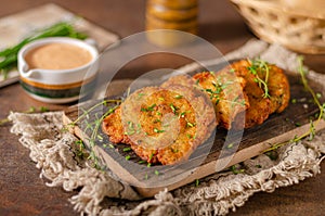 Homemade latkes with herbs