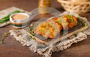 Homemade latkes with herbs