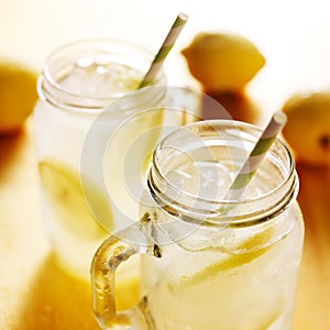 Homemade lemonade in mason jars