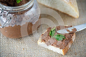 Homemade liver pate with bread