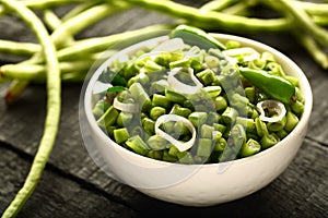 Homemade long cow pea green beans stir fry.