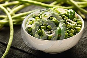 Homemade long cow pea green beans stir fry.