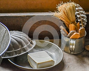 Homemade Lye Soap in Tin Can photo