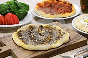 Homemade manakeesh, lebantine pizza photo