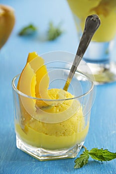 Homemade mango ice cream