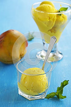 Homemade mango ice cream.