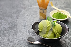 Homemade matcha green tea ice cream