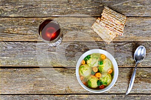 Homemade Matzo Ball Dumplings with Parsley for passover