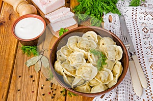 Homemade Meat Dumplings - russian pelmeni.