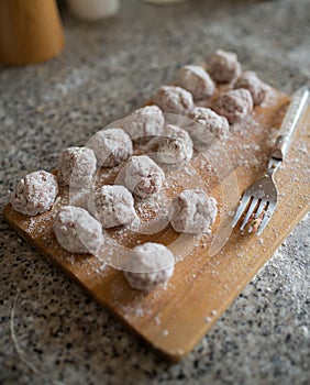 Homemade meatballs ready to be cooked