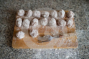 Homemade meatballs ready to be cooked