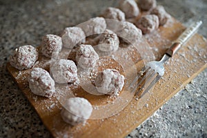 Homemade meatballs ready to be cooked