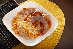 Homemade Meatballs with rice photo