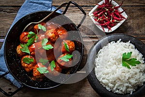 Homemade meatballs in tomato