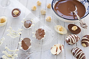 Homemade chocolate Easter eggs