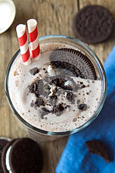 Homemade milkshake with cookies