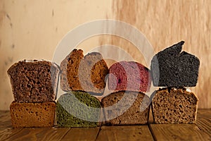 Homemade mixed breads presented for sale