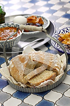 Homemade moroccan flatbread khobz