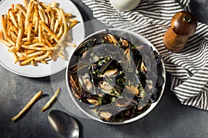 Homemade Moules Frites Mussels and Fries