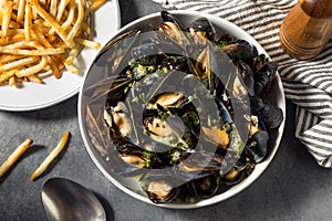 Homemade Moules Frites Mussels and Fries