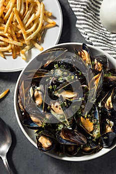 Homemade Moules Frites Mussels and Fries