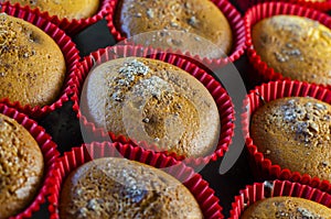 Homemade muffins with cinnamon photo