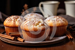 Homemade Muffins on Rustic Table