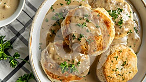 Homemade Mushroom Slices with Creamy Sauce in a Bowl.